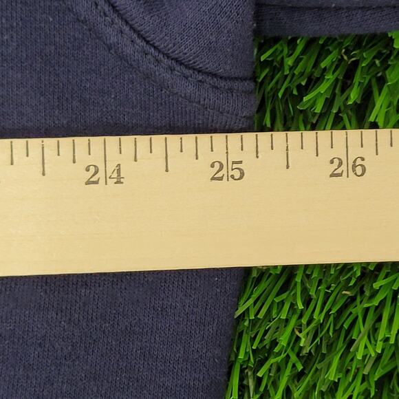 Vintage Charlotte Varsity Ringer Sweatshirt XL 25x27 Navy-Blue Yellow Trim Y2K - Picture 9 of 11